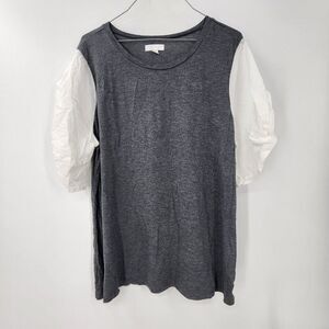 14TH & UNION Puffy Sleeve Gray White Top Womens Size Extra Large XL